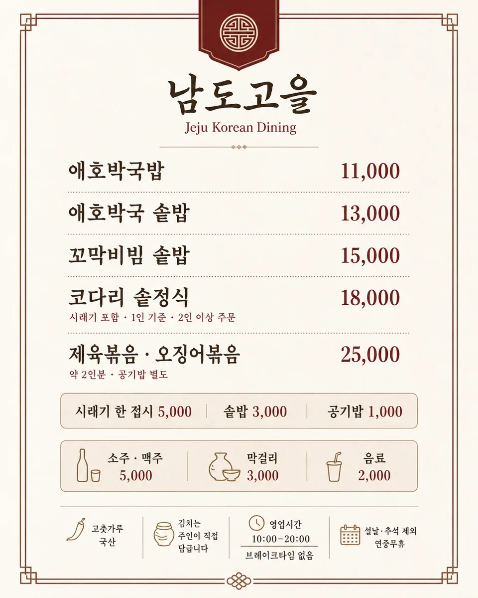 매장 메뉴판 · 음식 실물 사진이 아닙니다.